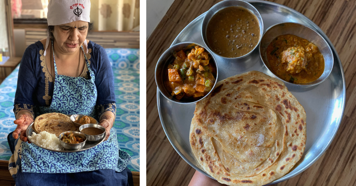 Homechef Anita with her Punjabi meal in Lonavala